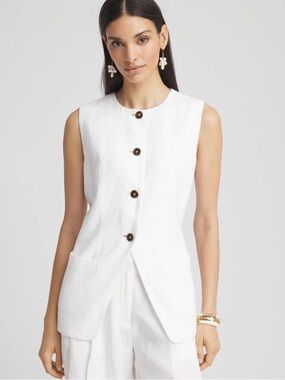 COPY - Linen Tortoise Button-Front Shirt Vest